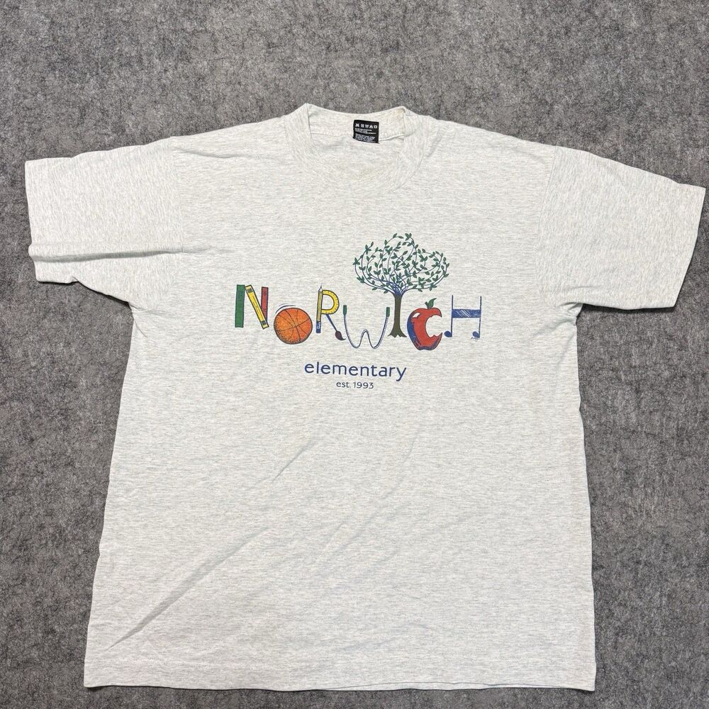 Vintage 90s Fruit of the Loom Best Shirt Large L Norwich Elementary Made in USA